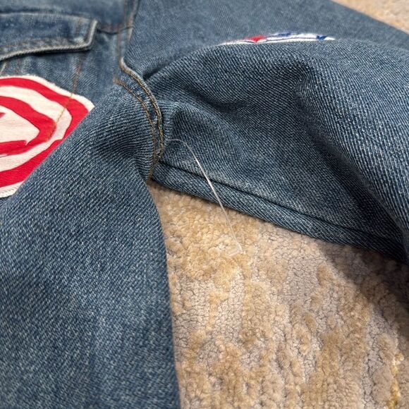 NBA Ultra Game Distressed Multi Team Patch Jean Jacket Knicks Nets Lakers Mens M - Picture 6 of 11